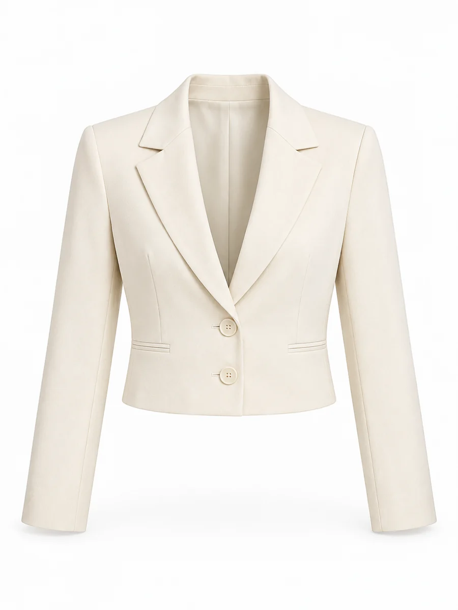 Cropped tailored blazer, shown in Cream