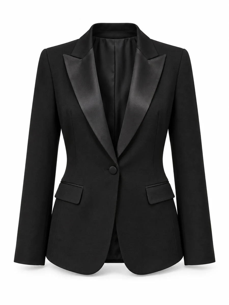 Peak-lapel evening blazer, shown in Black