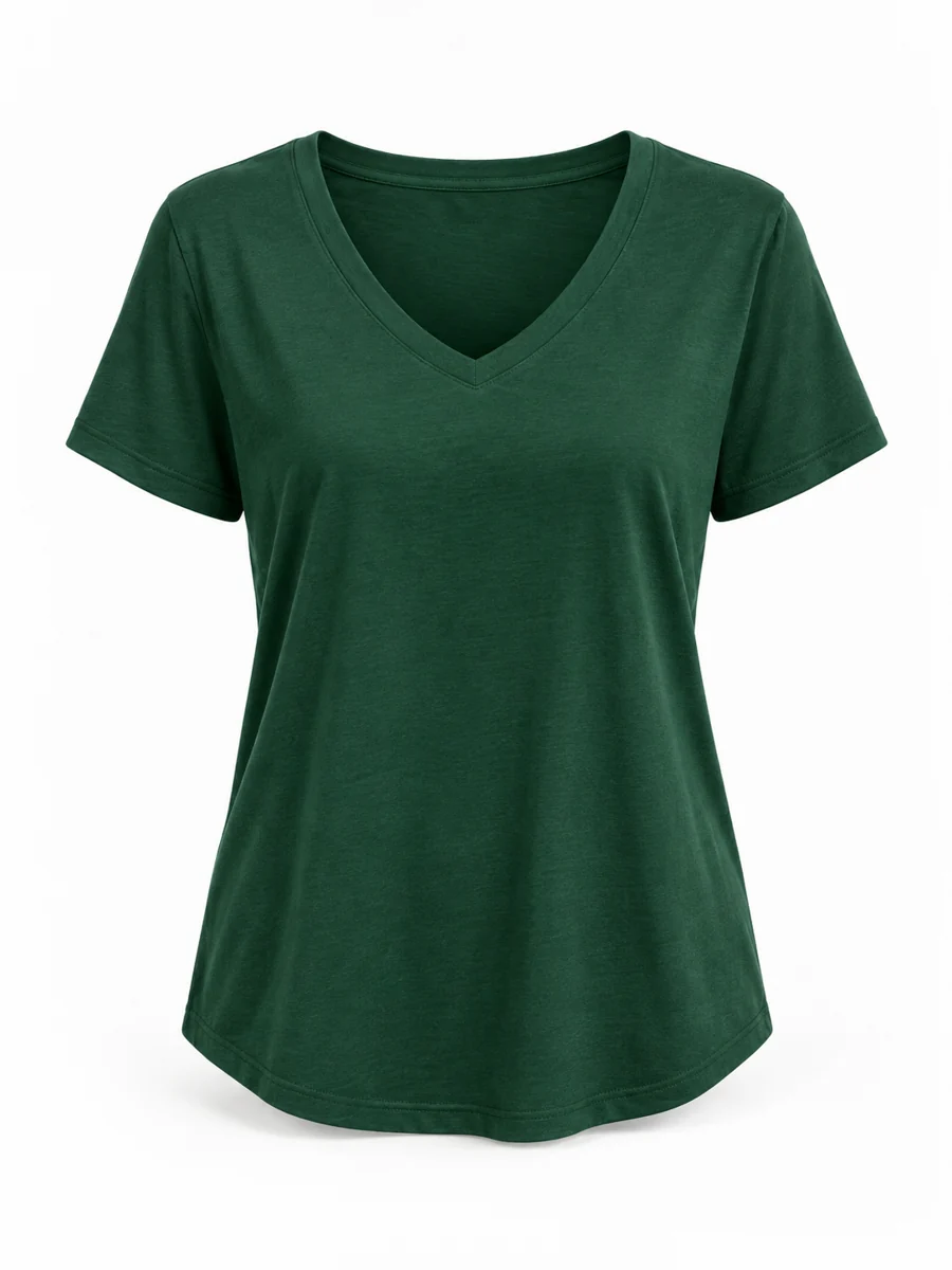 Relaxed V-neck T-shirt, shown in Forest Green