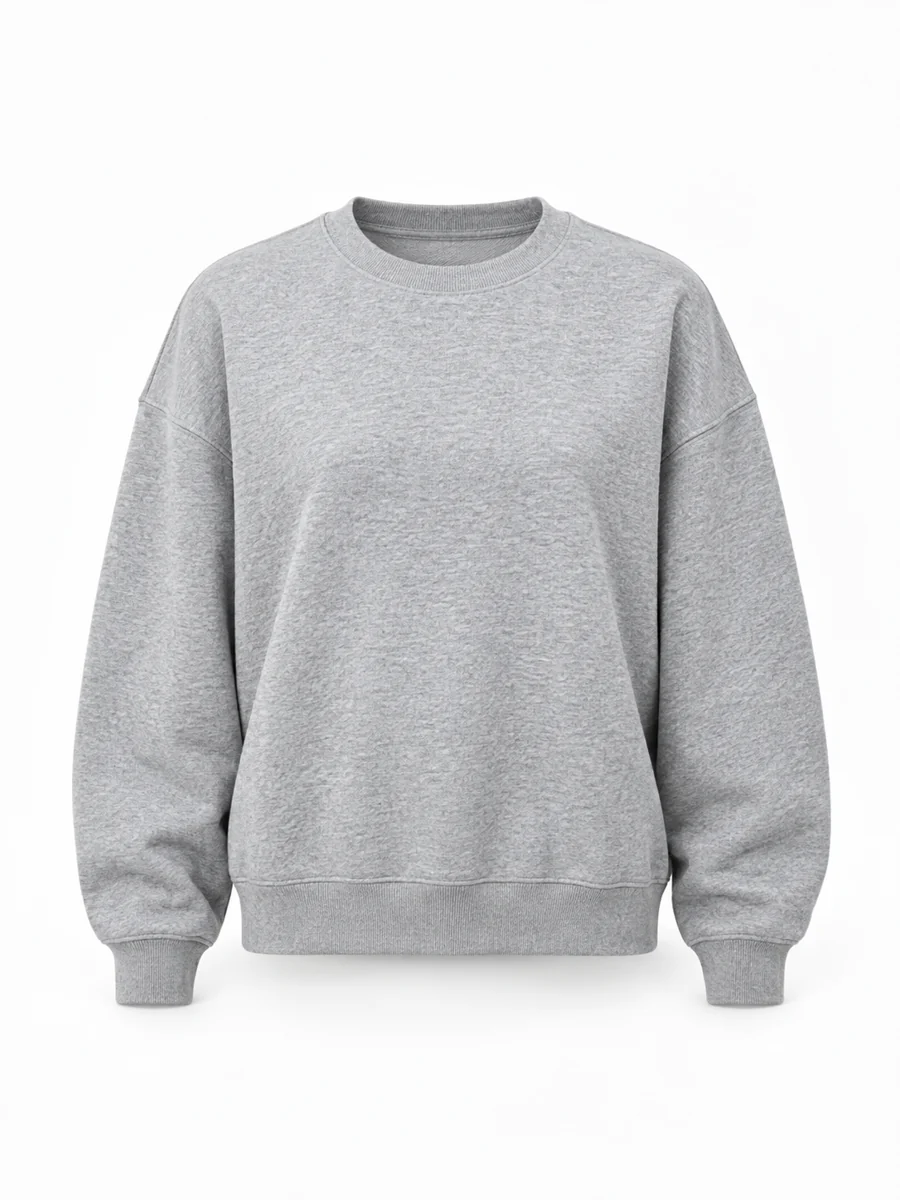 Boxy crew-neck sweatshirt, shown in Grey Marl