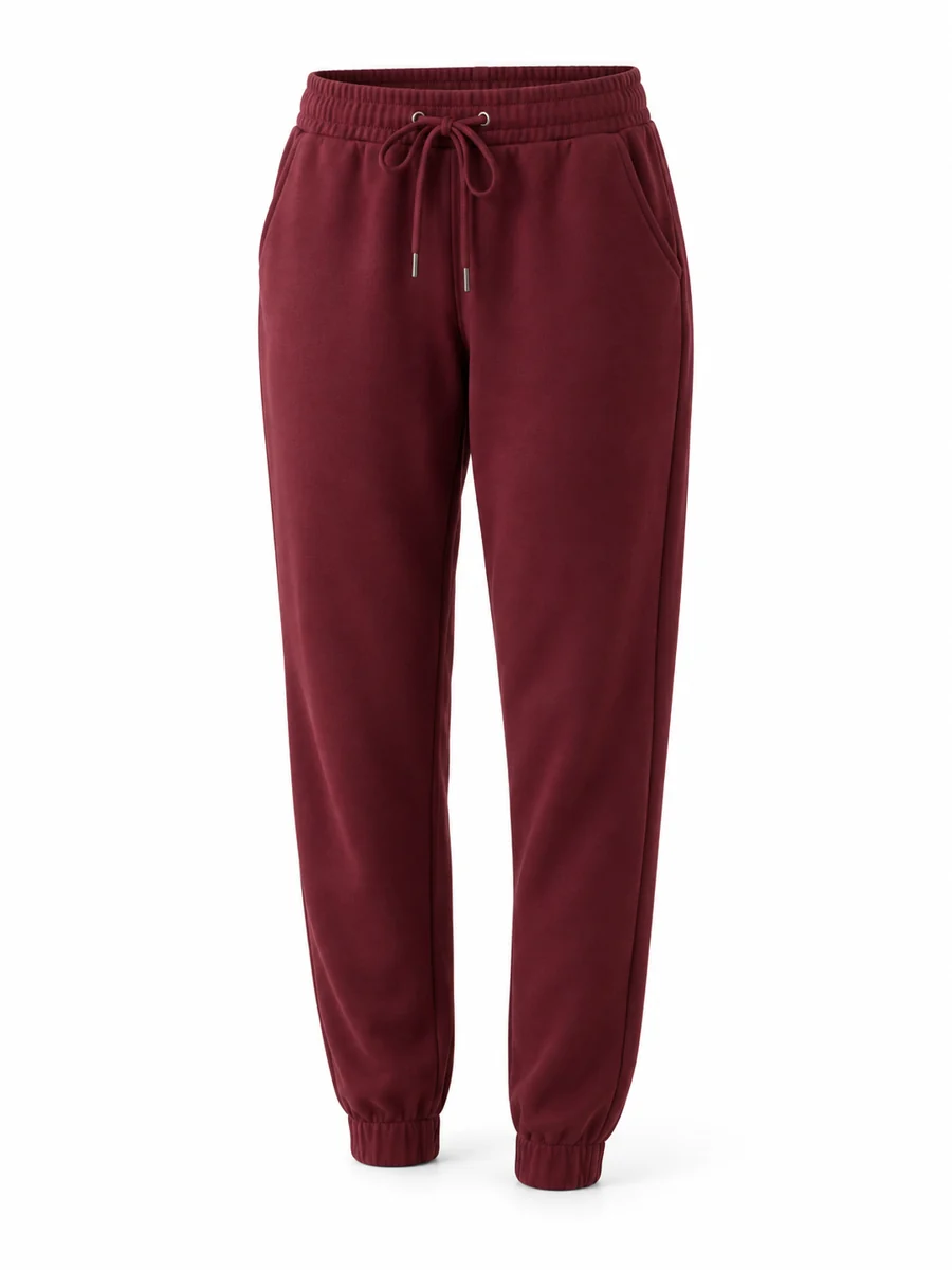 Cuffed everyday joggers, shown in Burgundy