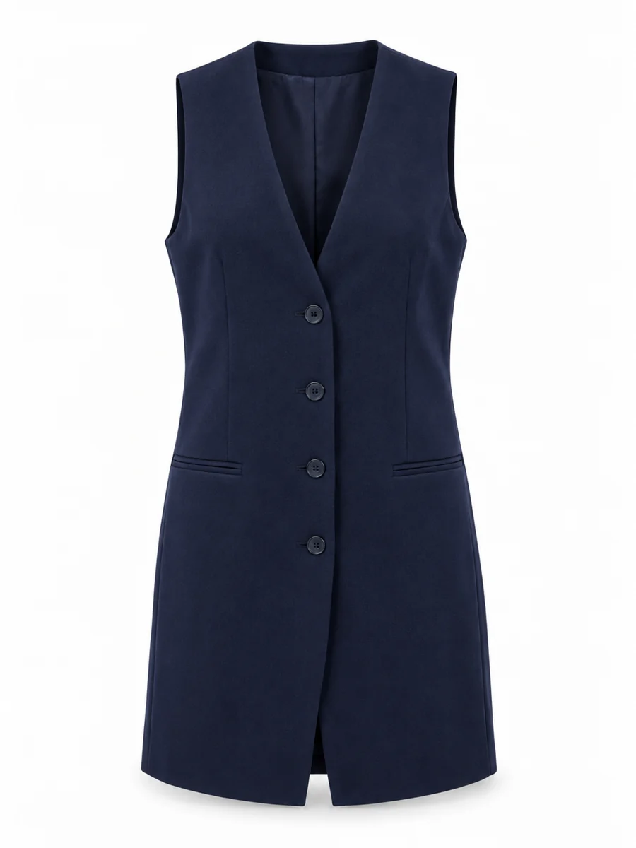 Longline waistcoat, shown in Navy