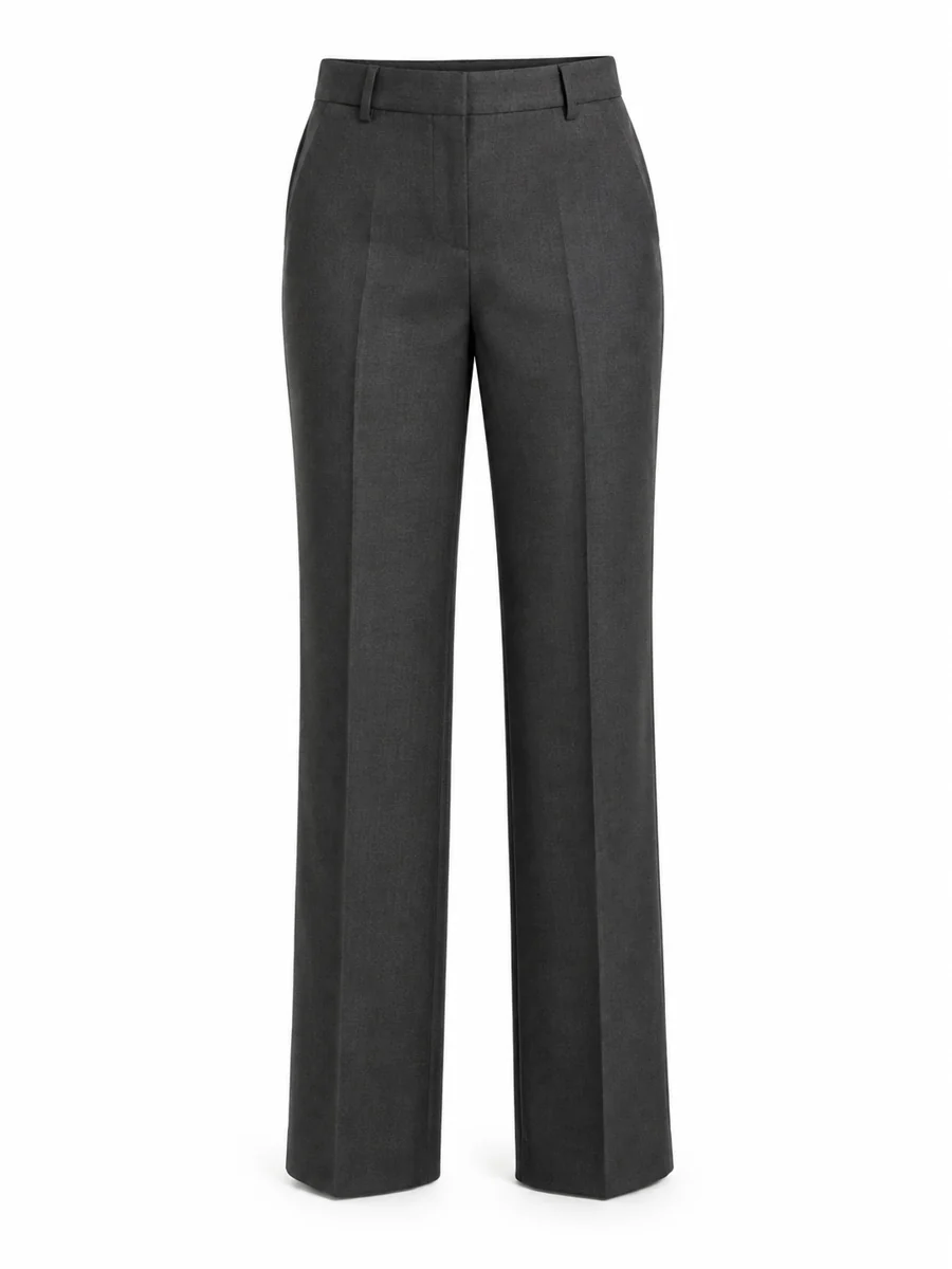 Straight-leg suit trousers, shown in Charcoal