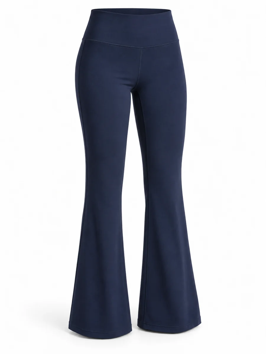 Flared active trousers, shown in Navy
