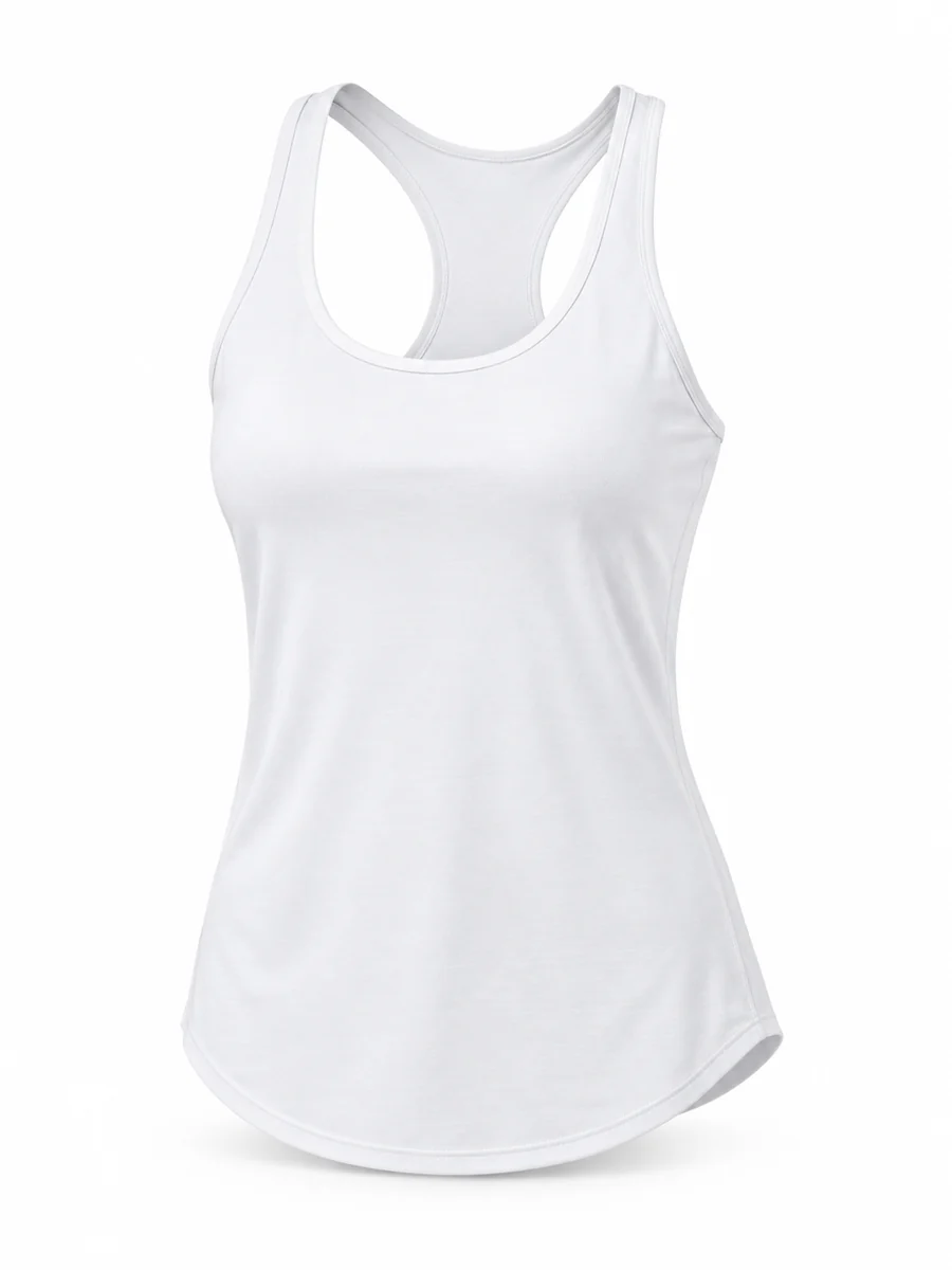 Racerback active vest, shown in White