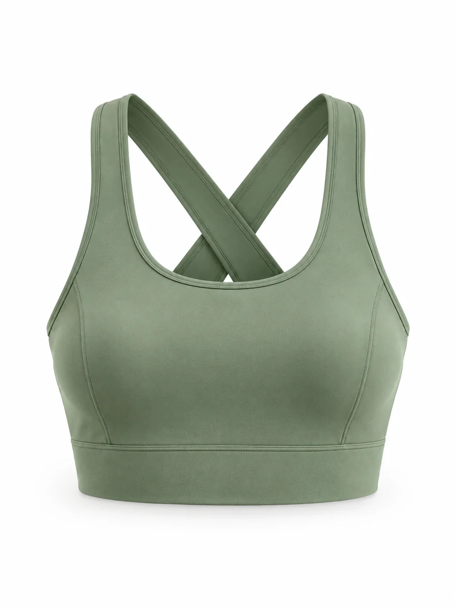 Cross-back crop top, shown in Sage Green