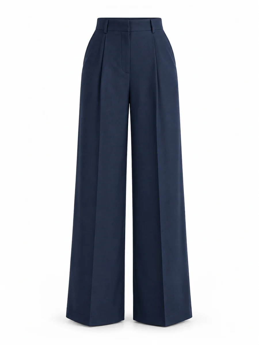 Wide-leg tailored trousers, shown in Navy
