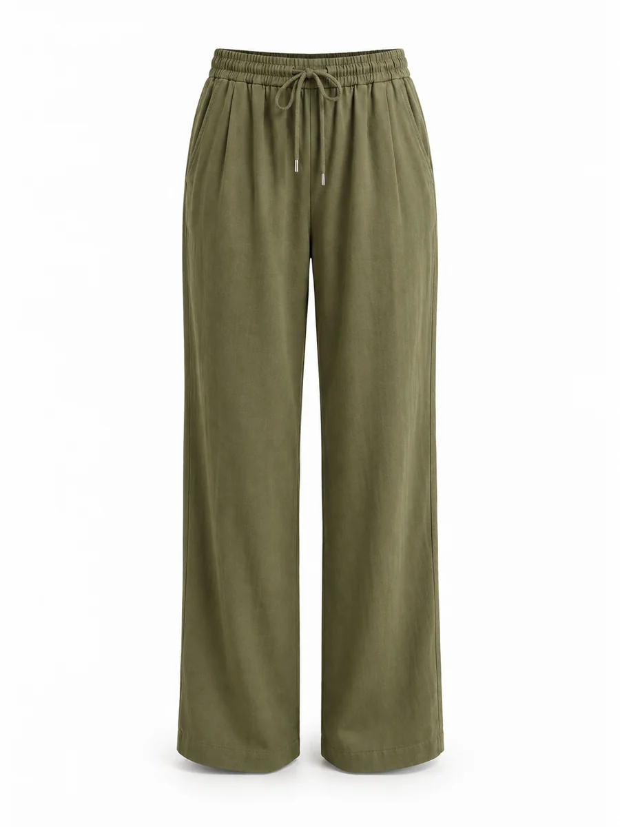 Relaxed pull-on trousers, shown in Olive