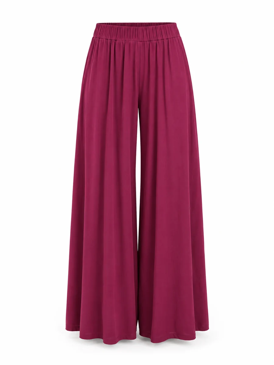 Soft drape palazzo trousers, shown in Berry